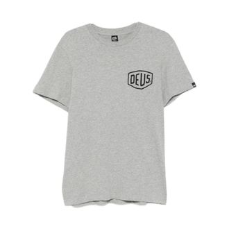 Deus T-Shirts, male, Gray, Size: XL Maglietta girocollo con logo manica corta