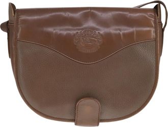 Burberry Nova Check Brown Leather Shoulder Bag (Pre-Owned)