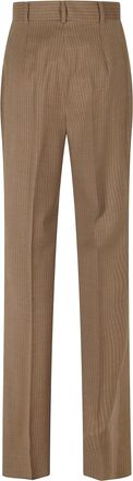 Max Mara Womens Classic Pinstripe Wool Trousers Camel Virgin