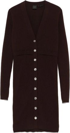 Pinko Gebreide Mini Jurk - Dames - Kleedjes - Bruin - L - Wol - Kleedjes