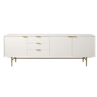 Maisons du monde Aparador horizontal vintage blanco con 3 puertas y 3 cajones 220 cm