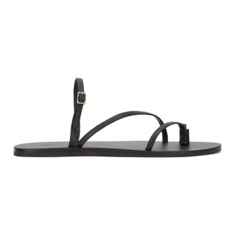 Maneb&igrave; Flat Sandals, female, Black, Size: 10 US Low Leather Sandal