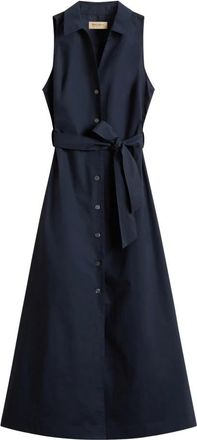 Woolrich Chemisier Jurk - Dames - Shirt Kleedjes - Blauw - XS - Katoen - Kleedjes