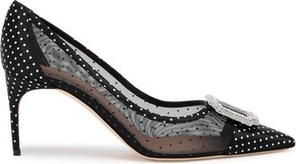 Malone Souliers Monroe 70 Polka-dot Mesh Pumps - Black