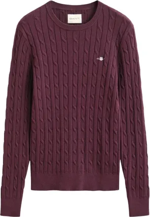 GANT Jersey de cuello redondo de algod&oacute;n el&aacute;stico con trenzas - Knitwear - Mujer - Rojo - XL