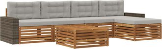 vidaXL Conjunto De Sof&aacute;s De Exterior 6 Uds. Natural Y Gris Claro Vidaxl