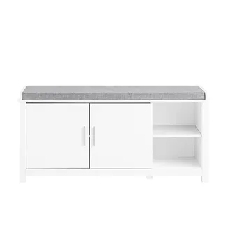 SoBuy Panca Scarpiera Cassapanca Portascarpe Con 2 Ante Bianco E Grigio 105x35x51cm Fsr168-w - Sobuy