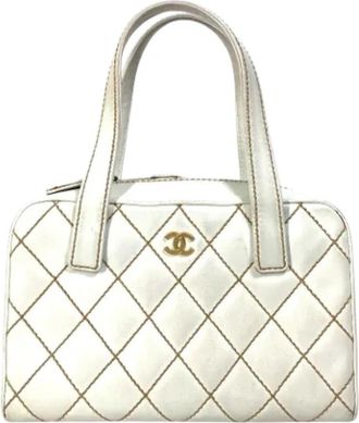 Chanel Pre-owned Leather chanel-bags - Dames - Vintage Handtas - Wit - ONE Size - Vintage