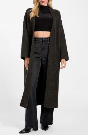 Guess Beniko Boucl&eacute; Longline Cardigan in Medium Brown at Nordstrom, Size Large