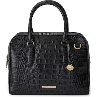 Brahmin Marissa Croc Embossed Leather Satchel in Black Alden Road at Nordstrom