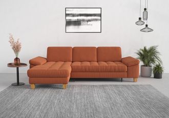 Sit&more Ecksofa »Westham L-Form« mit Recamiere, mit oder ohne Bettfunktion, Bettkasten, Füsse Eiche