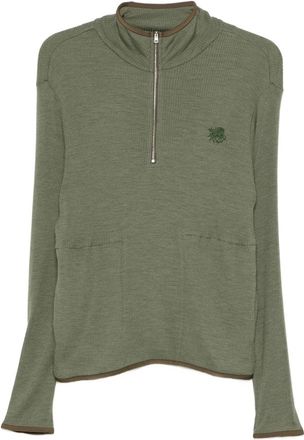 RANRA Fissure Zip Up Rib L/S Tee - Heren - Coltruien - Groen - M - Truien & Vesten