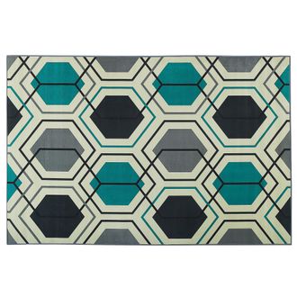 Beliani Beliani - Alfombra Multicolor Tejido De Poli&eacute;ster Patr&oacute;n Geom&eacute;trico Lineal Rectangular 140 X 200 Cm Giresun