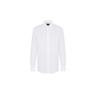 Emporio Armani Italiaans Poplin Overhemd met Italiaanse Kraag - Heren - Zakelijke Overhemden - Wit - 4XL - Katoen - Overhemden
