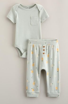 Nordstrom Bodysuit & Joggers Set in Green Hush Prickly Pear at Nordstrom, Size 18M