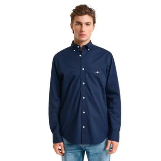 GANT Overhemden, Heren, Blauw, XL, Reg Jersey Shirt