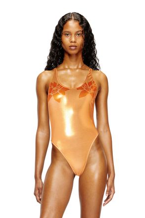 Diesel Metallic swimsuit with lotus print - Swimsuits - Woman - Orange