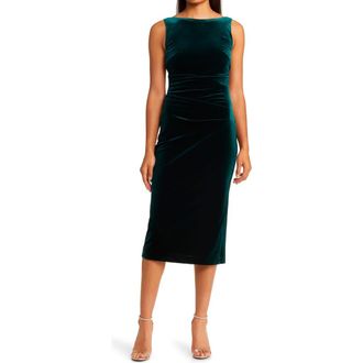 Eliza J Stretch Velvet Cocktail Dress in Hunter at Nordstrom Rack, Size 8