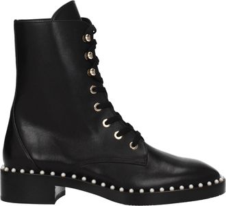 Stuart Weitzman Womens Roza Combat Boot - Black Leather - Size 36.5 EU/IT