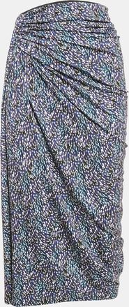 Isabel Marant Etoile Blue Jeldia Print Jersey Draped Midi Skirt
