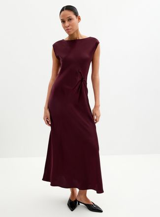 Contemporaine Womens Twisted waist satiny dress