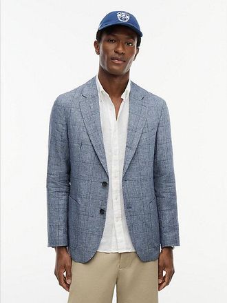 Tommy Hilfiger New York Label Check Regular Fit Pure Linen Blazer