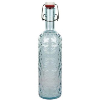 cofan Botella De Vidrio Transparente Azul Claro Con Cierre De Estribo 1 L