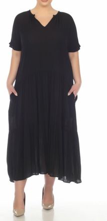 Boho Me Short Sleeve Tiered Maxi Dress in Black at Nordstrom Rack, Size 1X