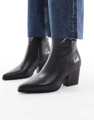 Aldo Shanah - Stivaletti neri in pelle con tacco largo-Nero