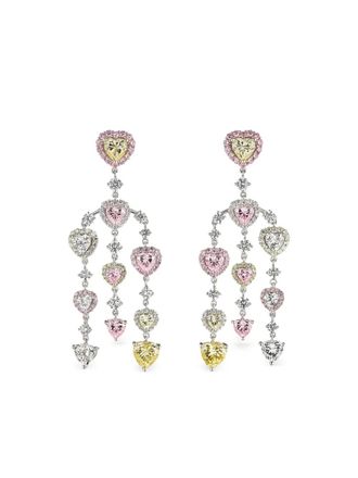 Anabela Chan 14K white gold and rhodium vermeil Love Heart diamond earrings - women - 14kt White Gold/Rhodium Vermeil/Lab-Grown Simulated White D