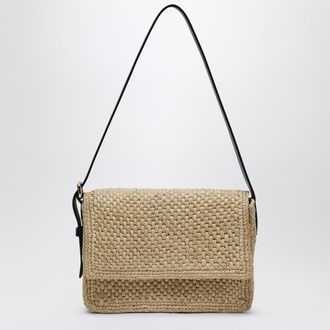 Maneb&igrave; Raffia and leather shoulder bag