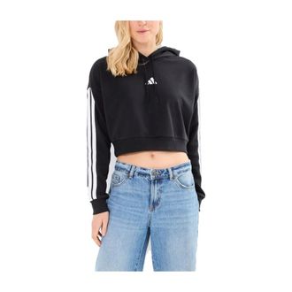 adidas 3S FT CRO HD Sweatshirt - Dames - Sportshirts - Zwart - S - Katoen - Fitness