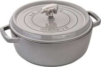 Staub Cast Iron 6-qt Cochon Shallow Wide Round Cocotte