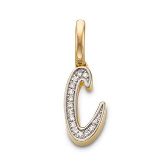Monica Vinader Gold Alphabet C Diamond Pendant Charm Diamond