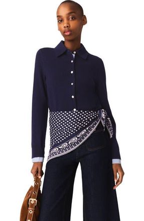 Maje Polo cardigan with removable trims in Navy at Nordstrom, Size X-Small