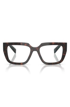 Prada 52mm Square Optical Glasses in Brown Tortoise at Nordstrom