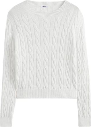 Aspesi Biologisch katoenen longsleeve ronde hals shirt - Dames - Ronde hals truien - Wit - M - Katoen - Truien & Vesten