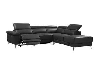 VENTE-UNIQUE.COM Sof&aacute; rinconera piel gris antracita