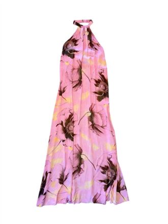 B.YU Womens Poppies Printed Halter Maxi Dress In Pink