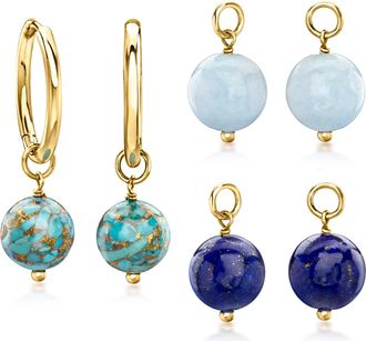 Ross-Simons 18kt Gold Over Sterling Hoop Earrings With 3 Pairs Of Interchangeable Drops