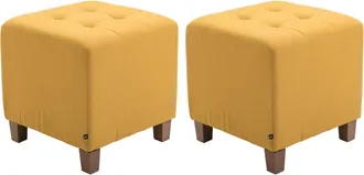 Clp Set De 2 Taburetes Puff Pharao En Tela Amarillo