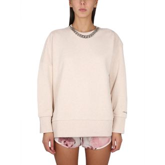 Stella McCartney Stella McCartney, Sweatshirts, female, Beige, Size: 2XS Falabella Chain Jersey Sweatshirt