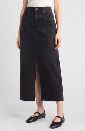 Madewell Raw Hem Mid Rise Denim Midi Skirt in Heppner Wash at Nordstrom Rack, Size 24