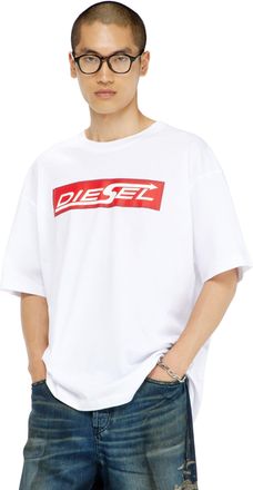 Diesel Cotton T-shirt with Diesel logo print - T-Shirts - Man - White