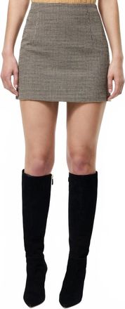 French Connection Houndstooth Wool Mini Skirt In Brown Multi