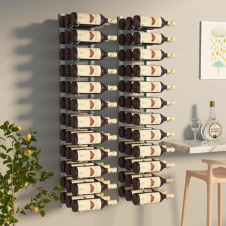 Berkfield Home Wall Mounted Wine Rack for 36 Bottles 2 pcs White Iron