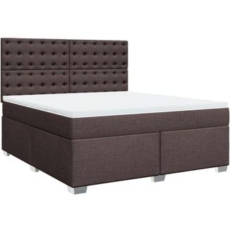 vidaXL Vidaxl - Cama Box Spring Con Colch&oacute;n Tela Marr&oacute;n Oscuro 180x200 Cm