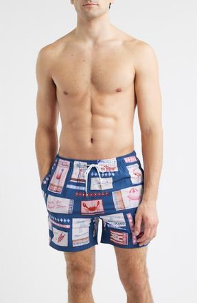 MAVRANS Match Box Swim Trunks in Blue at Nordstrom, Size Xx-Large