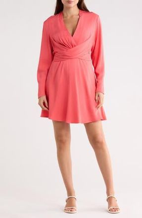 BOSS Dimkai Long Sleeve Fit & Flare Dress in Dark Pink at Nordstrom Rack, Size 16