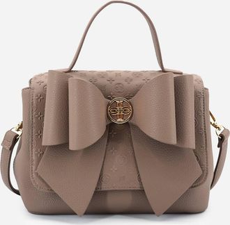 Like Dreams Womens Crossi Bow Embossed Small Crossbody Bag In Taupe